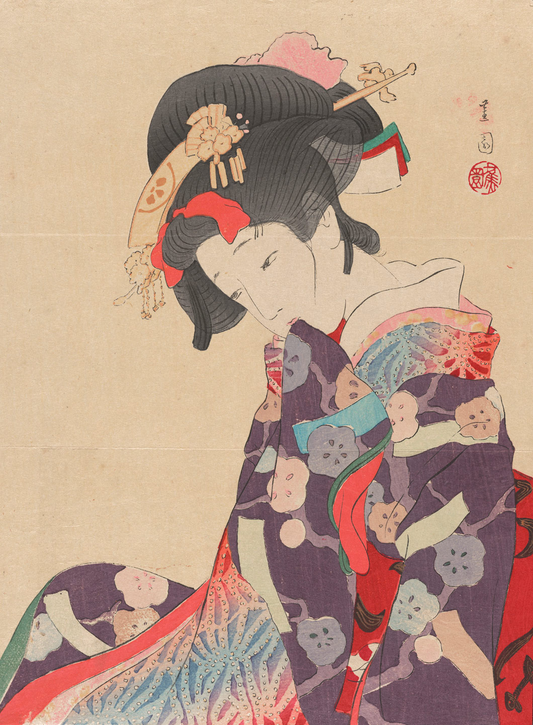 Shoen Ikeda (1888-1917), The departing Spring (Yuku haru) 1913, woodblock print, nla.obj-152477362