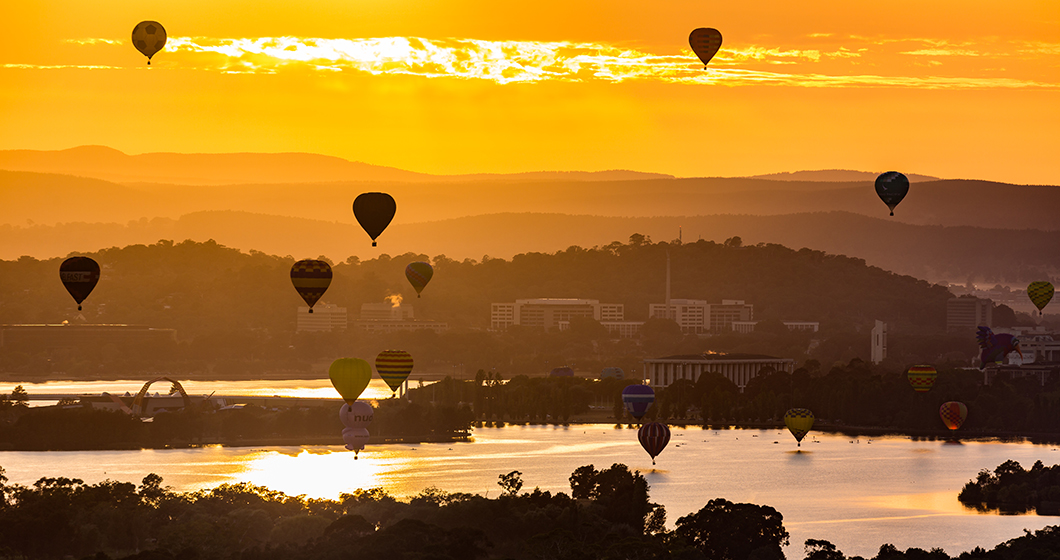 Take a hot air balloon over Canberra