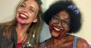 Lucy Harrington and Maryanne Irhia as zombies at NFSA