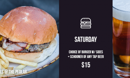 Burger and Beer special at The Pedlar