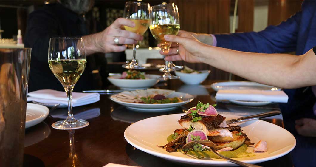 Dine and wine (complimentary) at First Edition